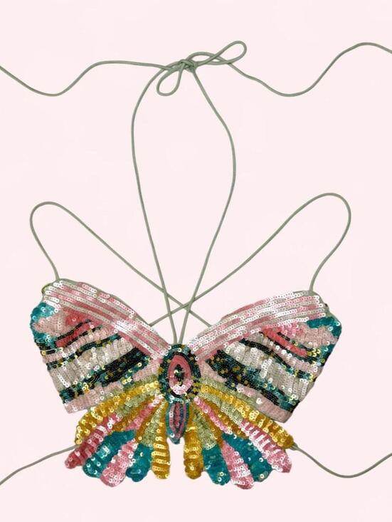 Zara Tops - Zara sequin butterfly crop top